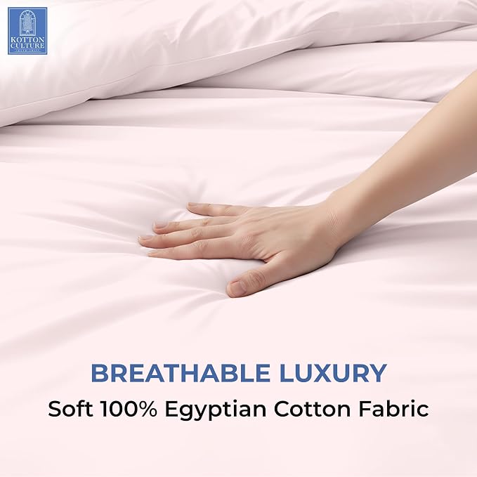 1 Pc Duvet Cover Queen Size/Full Size-100% Egyptian Cotton 600 Thread Count Ultra Soft Premium Durable Comforter Cover Zipper Closure & Corner Ties- (Pink Blush, 90" X 90")