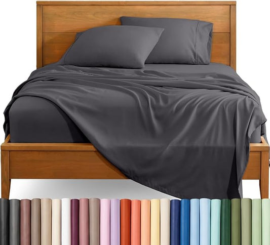 Bare Home Queen Sheet Set - 1800 Ultra-Soft (Queen, Forged Iron Grey) | Deep Pockets 6 to 15 Inches, Breathable, Hypoallergenic, Hotel Luxury, Easy Fit, Soft, All-Season