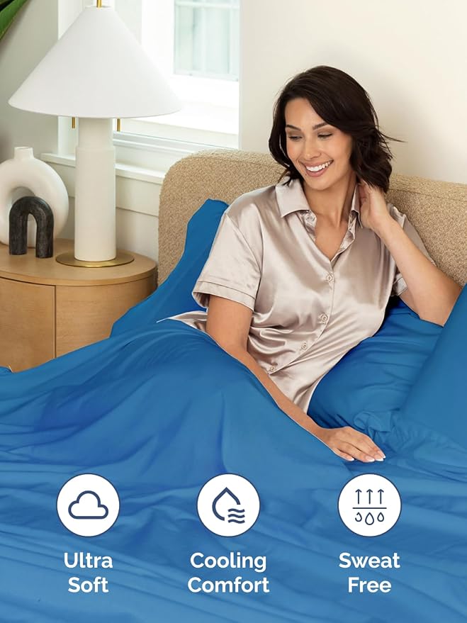 Extra Deep Twin Sheet Set - 4 Piece Breathable Cooling Sheets - Royal Blue | Hotel Luxury Bed Sheets Set, Easy & Secure Fit, Ultra-Soft, Wrinkle & Fade Free, Comfy Sheets Set with Extra Deep Pockets