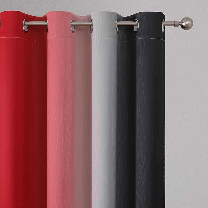 Red and Black Ombre Blackout Bedroom Curtains 54 Inch Long | Room Darkening, Thermal Insulated Grommet Curtains, Light Blocking Window Drapes for Living Room/Kids Room,52Wx54L,Panels