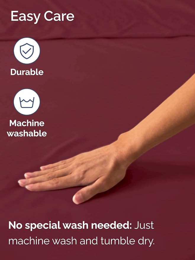 Deep Twin XL Fitted Sheet - College Dorm Room Essentials - Burgundy | Easily Fits 18 inch to 24 inch Mattress, Wrinkle Resistant, Soft, Breathable & Comfy, Extra Deep Pockets Fitted Sheet