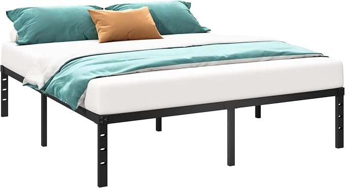 HLIPHA Metal Platform Bed Frame 14 Inch Tall,No Box Spring Needed,Full Size Bed with Heavy Duty Strong Support Slats,Easy to Assemble,Black