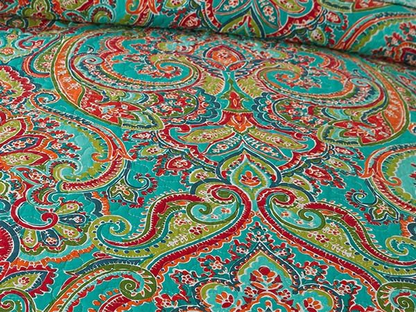 Cotton Bedspread Quilt Sets-Reversible Patchwork Coverlet Set, European Gorgeous Floral Pattern, Queen Size