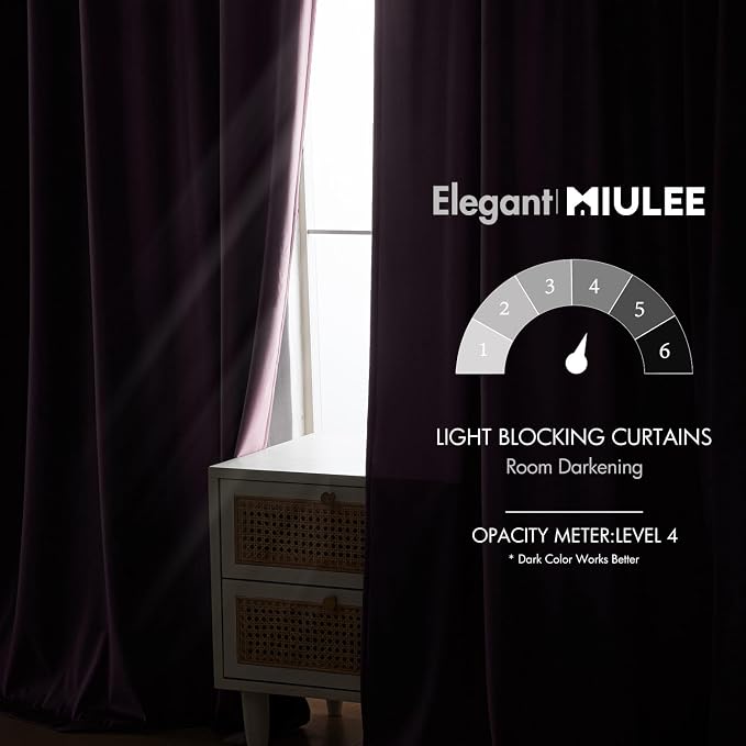MIULEE Lavender Velvet Curtains 52x108 inches Luxury Blackout Curtains | Thermal Insulated, Super Soft Window Drapes for Bedroom Living Room, Rod Pocket & Back Tab, Light Purple