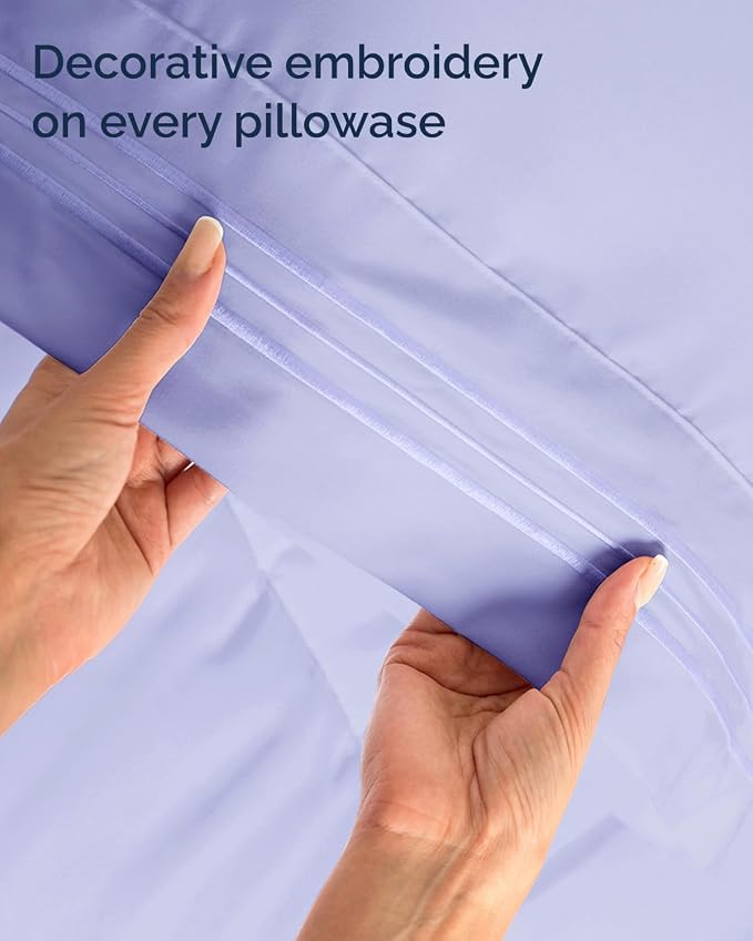 Twin XL 3 Piece Sheet Set - College Dorm Room Essentials - Lavender | Deep Pocket Bed Sheets for Women, Men, Teens & Students, Soft, Cooling, Breathable & Wrinkle Free, Oeko-Tex Bed Sheet Set