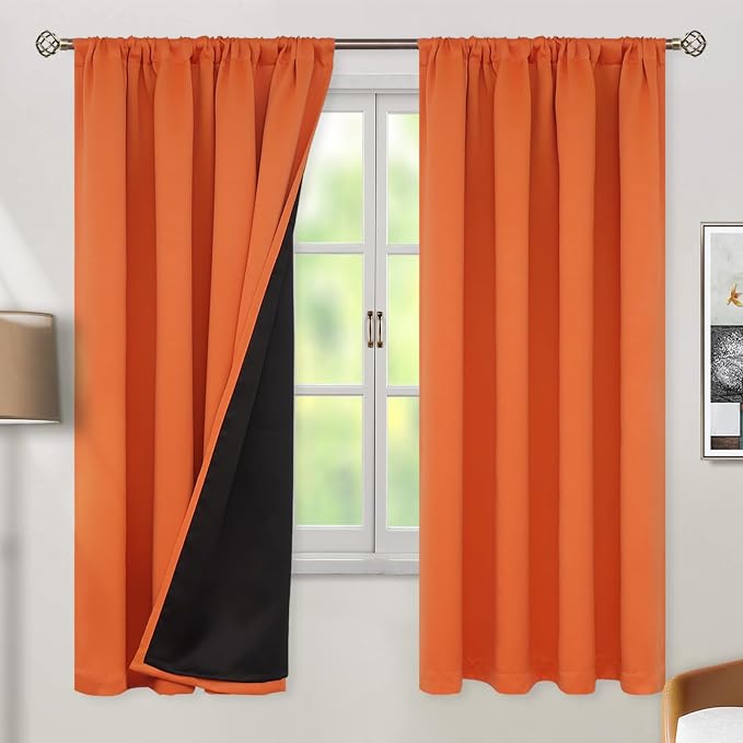 BGment Burnt Orange Blackout Curtains for Bedroom 72 Inch Length 2 Panels | Thermal Insulated, Full Room Darkening Noise Canceling, Living Room Curtains with Rod Pocket, 52 x 72 Inch
