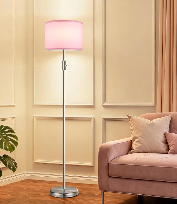Floor Lamp Simple Design with Shade, Small Tall Lamps for Living Room Bedroom Office Dining Room Kitchen-Nickel