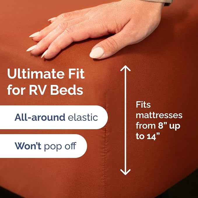 Short Queen Size 4 Piece Bed Sheet Set - RV Short Queen Sheets - Terracotta | Ultra-Soft, Breathable & Cooling Bed Sheets Set with Deep Pockets, Hotel Luxury Bedding for Women & Men, Wrinkle & Fade Free