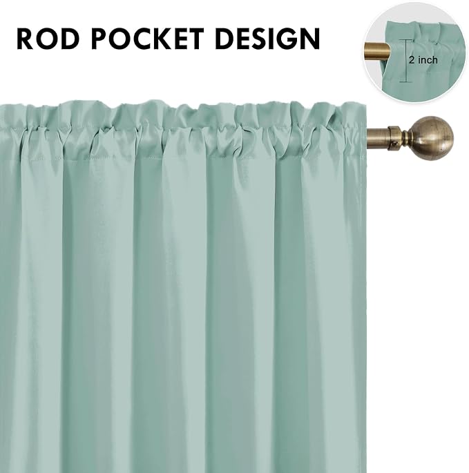 DWCN Wide Blackout Curtains for Bedroom 70 x 84 Inch Long Sage Green | 2 Panels Set, Room Darkening, Thermal Insulated, Light Blocking, Rod Pocket Drapes, Noise Reducing Window Treatment