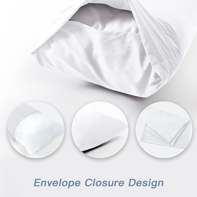 DOWNCOOL Luxury Full Body Pillow Insert with Fiber Cover - Ultra Soft Body Pillow for Sleeping - Breathable Long Bed Pillow Insert, 20"x54"(White, with Cover)