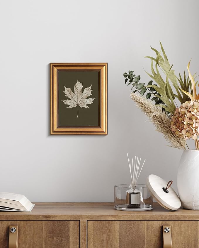 VIYYIEA Vintage Gold Framed Wall Art for Living Room, Maple Leaf Canvas Prints Home Decor, Oil Painting Picture, Bedroom Wall Decor Gifts for Friends or Family -【Maple Leaf Specimen】-(10L x 8W)