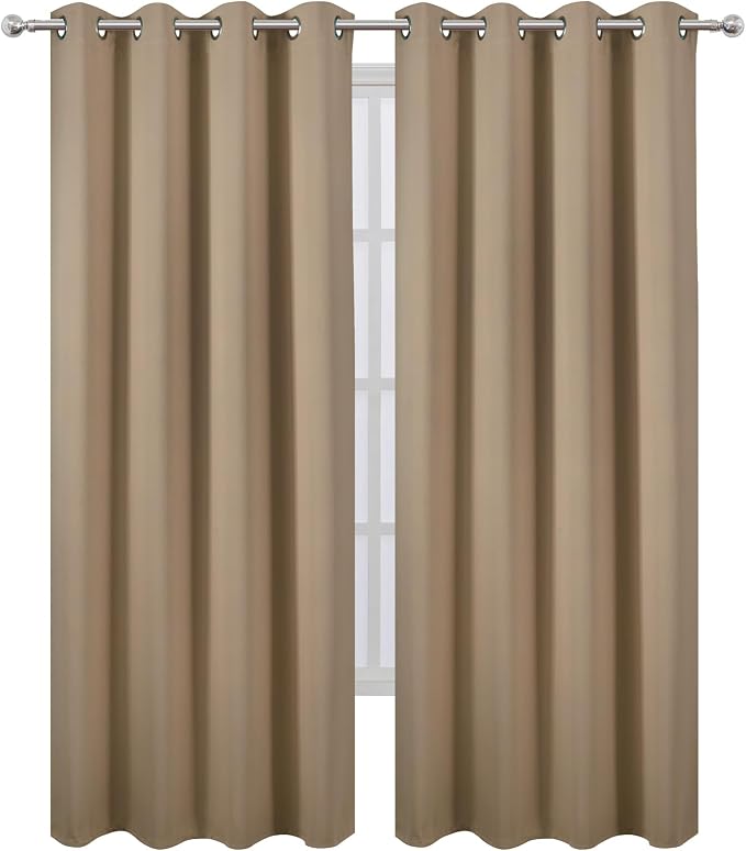 Blackout Curtains 66 x 95 inch/Natural Curtains Set of 2 Panels/Thermal Insulated Room Darkening Bedroom Curtains