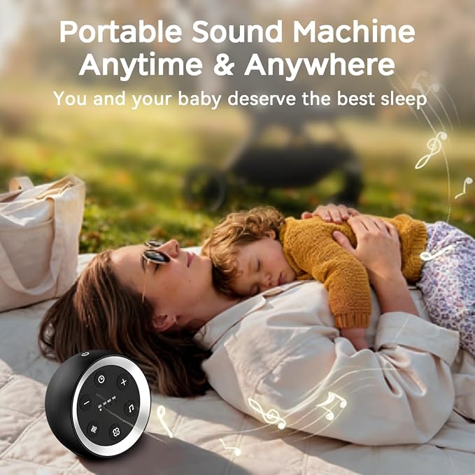 Portable Sound Machine White Noise Machine for Baby Kids Adults Sleeping with 32 Soothing Sounds 32 Volume Levels Brown Noise Machine with 4 Timer Memory Funtion for Travel Office Privacy