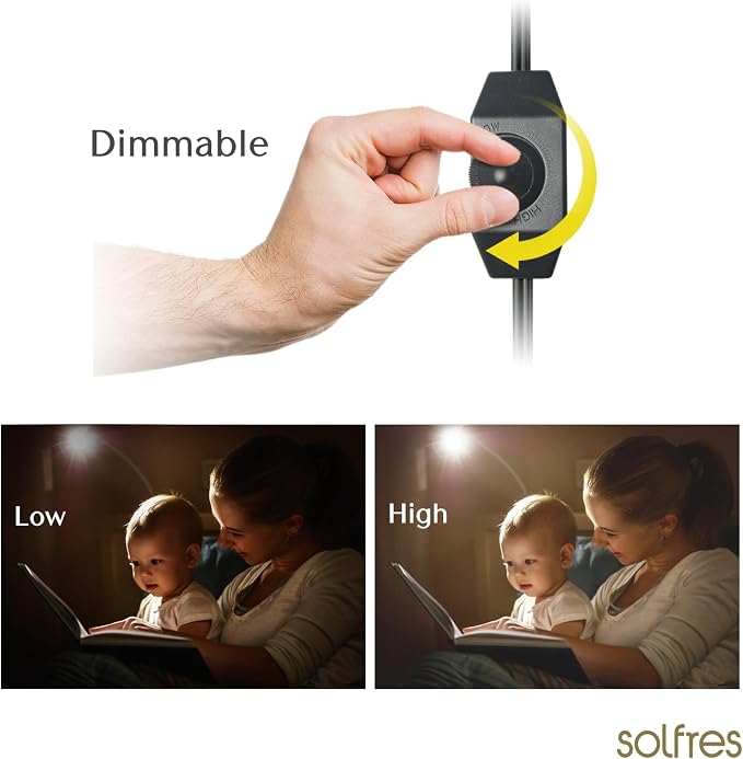 Patented Innovative Design Headboard Reading Light. No Drilling Golden Book Light for Bedtime Reading. Dimmable LED Book Reading Lamp with Bulb. Movable & Flexible, Black and Golden