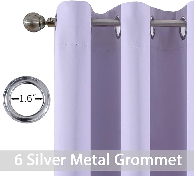 Yakamok Room Darkening Curtains 42x72 inch Length Lilac-Living Room | 2 panels,grommet blackout window treatment,thermal insulated,light blocking drapes,privacy protection,bedroom dining room