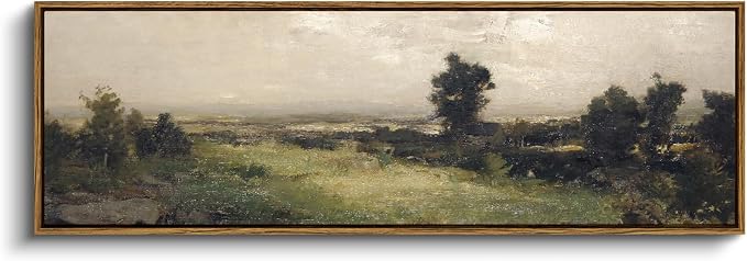 InSimSea Extra Large Framed Wall Art, Wilderness Landscape Prints, 12x36In | Vintage Living Room Country Farmhouse Decor, Retro Scenery Canvas Paintings Long Picture for Bedroom Above of Bed