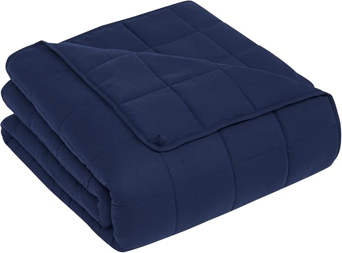CuteKing Weighted Blanket for Adults (12lbs, 48"x72", Navy Blue) Heavy Blanket for 110-130lbs, Weighted Blanket for Cooling & Heating with Premium Glass Beads, Thick Blanket for Adult All-Season