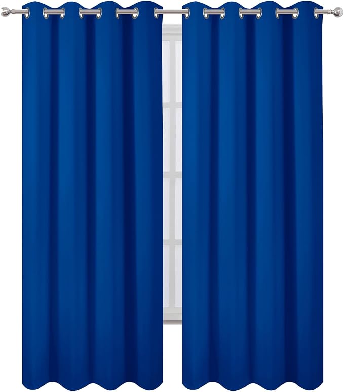 Blackout Curtains 52 x 120 Inch Long Royal Blue Curtains Set of 2 Panels Room Darkening Curtains for Bedroom and Living Room