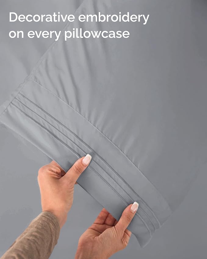 Twin Size 3 Piece Sheet Set - Breathable & Cooling Sheets - Steel Blue | Hotel Luxury Bed Sheets for Women & Men, Deep Pockets, Easy-Fit, Extra Soft and Wrinkle Free Sheets, Oeko-Tex Bed Sheet Set