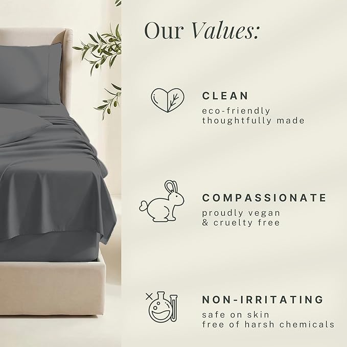 Hearth & Harbor Extra Deep Pocket King Size Sets - Fits Mattress 18-24 Inches Deep - Extra Deep Pocket Sheets - 6 Piece King Size - Grey