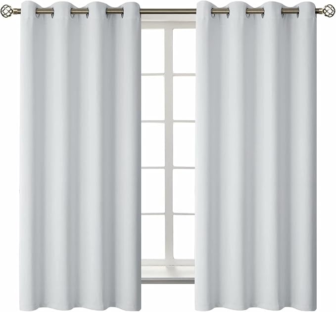 BGment Greyish White Room Darkening Curtains 63 Inch for Bedroom - 2 Panels | Grommet Top, Light-Blocking, Sunblock, Thermal Insulated, Window Drapes for Kids Boys Room, 52x63 Inch