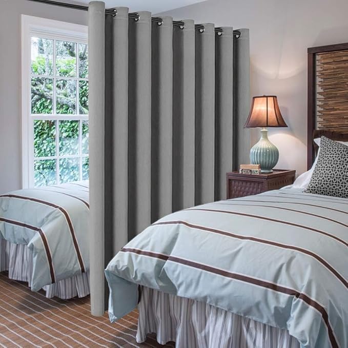 H.VERSAILTEX Blackout Patio Curtains 100 x 102 Inches for Sliding Door Extral Wide Blackout Curtain Panels Thermal Insulated Room Divider - Grommet Top, 8.5' Tall by 8.3' Wide - Dove Grey
