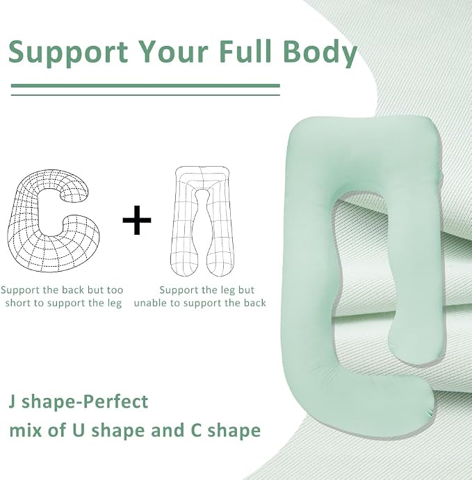 Chilling Home Pregnancy Pillow, Cooling Pregnancy Pillows for Sleeping,Full Body Pillow for Adult,Maternity Pillow for Pregnant Women 63 inch, Pregnancy Must Have with Removable Cover, Mint Green