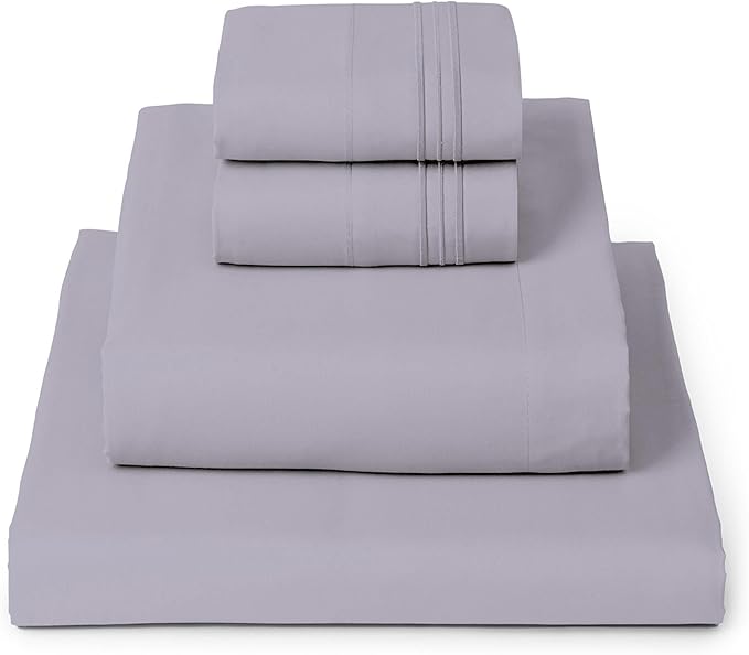 Mellanni Iconic 4-Piece Microfiber Sheet Set (Queen, Lavender) | Double-brushed softness; breathable comfort; 16-in deep pocket; machine washable; OEKO-TEX(R) certified; Lifetime Promise
