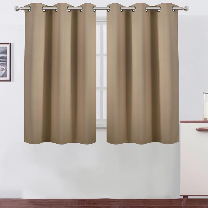 Natural Blackout Curtains/38 x 54 Inch/Set of Two Panels Grommet Living Room Curtains