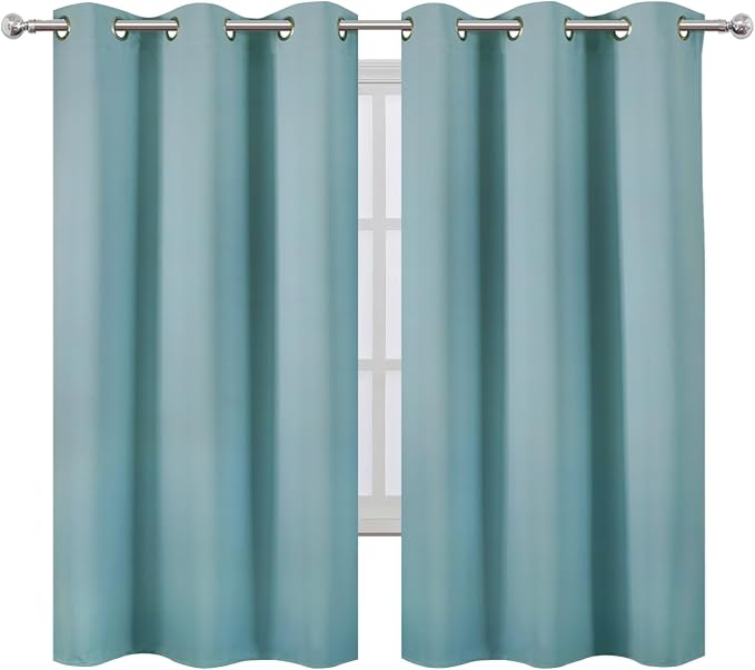 Stone Blue Thermal Blackout Curtains/38 x 63 Inch/Set of 2 Panels Room Darkening Curtains for Bedroom