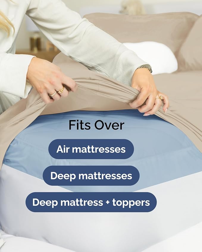 CGK Unlimited Extra Deep Flex Top Split Head King Sheet Set - 6 Piece Breathable and Cooling Sheets - Hotel Luxury Bedding for Women, Men, Kids & Teens - Easy Secure Fit - Extra Deep Pockets - Cream