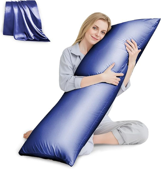 Body Pillow with Satin Pillowcase, Body Pillow for Adults, Navy Blue