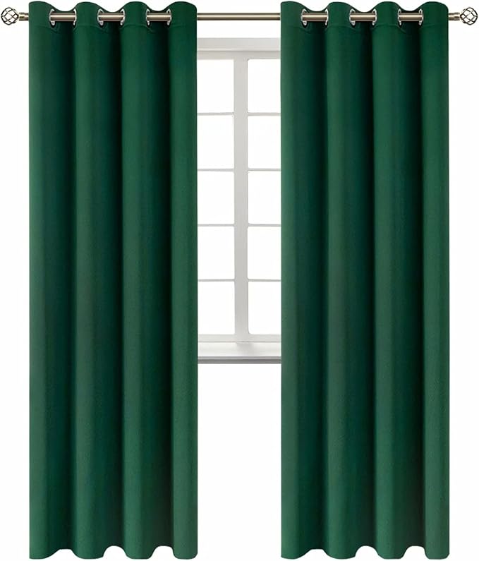 BGment Christmas Blackout Curtains - Grommet Thermal Insulated Room Darkening Bedroom and Living Room Curtains, Set of 2 Decorative Curtain Panels (52 x 84 Inch, Emerald Green) | Grommet Top, Black Out, Room Darkening, Sunblock, Thermal Insulated, Wind...