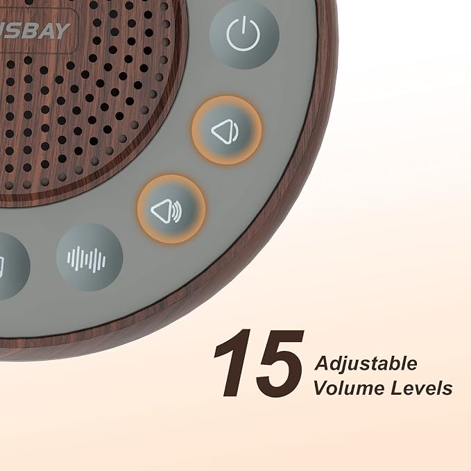 HOUSBAY Sound Machine White Noise for Sleep with Wood Grain | 31 Soothing Sounds, 5W Loud Stereo Sound, Auto-Off Timer, Adjustable Volume, Sleep Machine for Baby, Kid, Adult