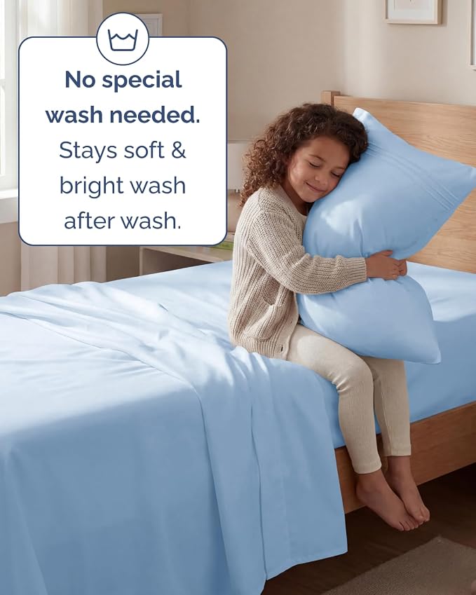 Twin Size 3 Piece Sheet Set - Breathable & Cooling Sheets - Light Blue | Hotel Luxury Bed Sheets for Women & Men, Deep Pockets, Easy-Fit, Extra Soft and Wrinkle Free Sheets, Oeko-Tex Bed Sheet Set
