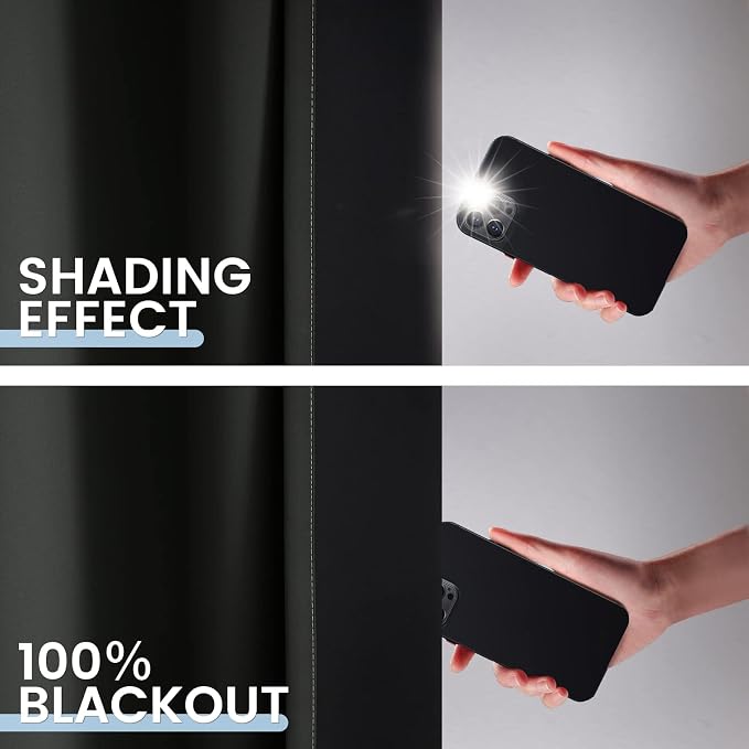 SimpleHome 100% Blackout Ombre Bedroom Curtains Black and Greyish White,45L | Room Darkening Curtains,Thermal Insulated Grommet Window Drapes and Curtains for Living Room,2 Panels, 52x45 inches Length