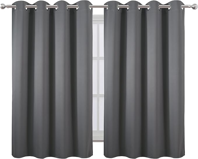 Frost Grey Blackout Curtains/52 x 45 Inch Length Kids Curtains/Set of 2 Panels Grommet Bedroom Curtains for Living Room