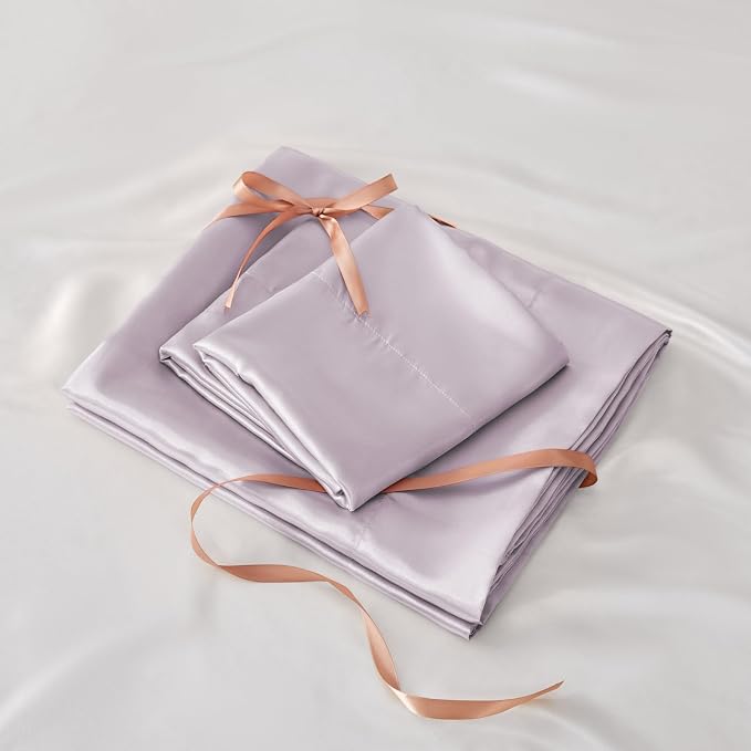 BEDELITE Satin Sheets Full Size Bed Set, Lavender, 4 Pieces | Luxury Silky Bed Sheets, 15 Inch Deep Pocket, Similar to Silk, Soft and Cooling, Reduces Friction, Gentle on Hair and Skin