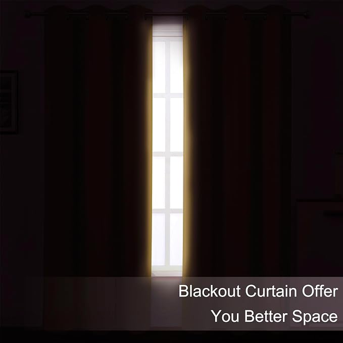 Mustard Yellow Blackout Curtains/38 x 54 Inch/Set of Two Panels Grommet Living Room Curtains