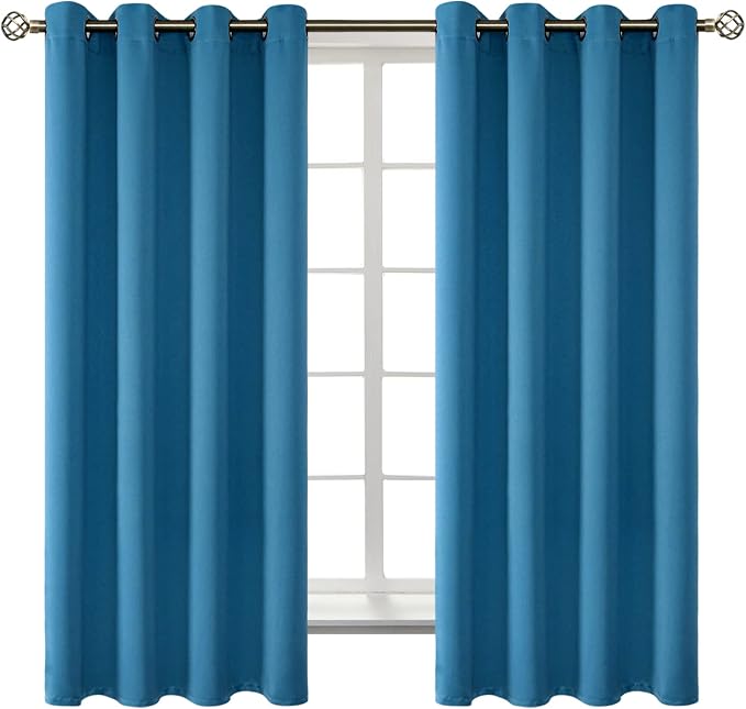 BGment Blackout Curtains - Grommet Thermal Insulated Room Darkening Bedroom and Living Room Curtains, Set of 2 Panels (52 x 63 Inch, Steel Blue) | Grommet Top, Black Out, Room Darkening, Sunblock, Thermal Insulated, Window Drapes for Kids Boys Room, 52...