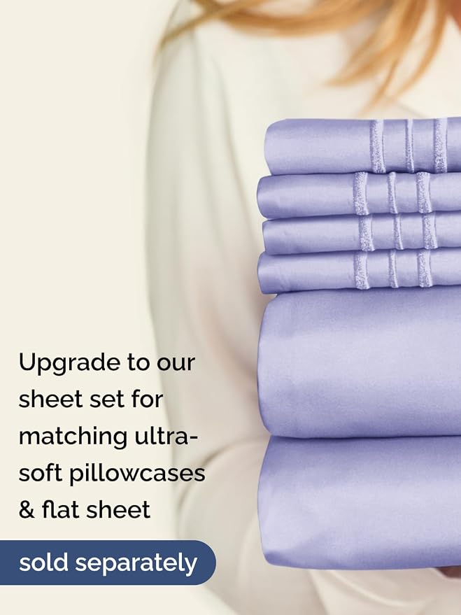 Extra Deep Cal King Fitted Sheet - Single Fitted Sheet Only - Lavender | Easily Fits 18 inch to 24 inch Mattress, Soft, Wrinkle Free, Breathable & Comfy, Extra Deep Pockets Hotel Luxury Fitted Sheet