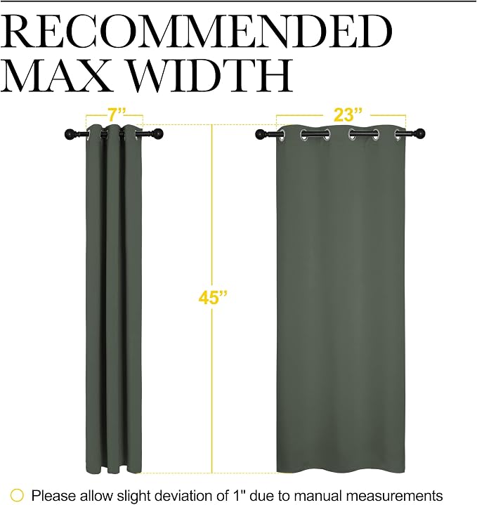 NICETOWN Blackout Curtain Panels for Living Room, Thermal Insulated Solid Grommet Top Blackout Draperies/Drapes for Christmas Window (Dark Mallard, 1 Pair, 29 x 45 inches)