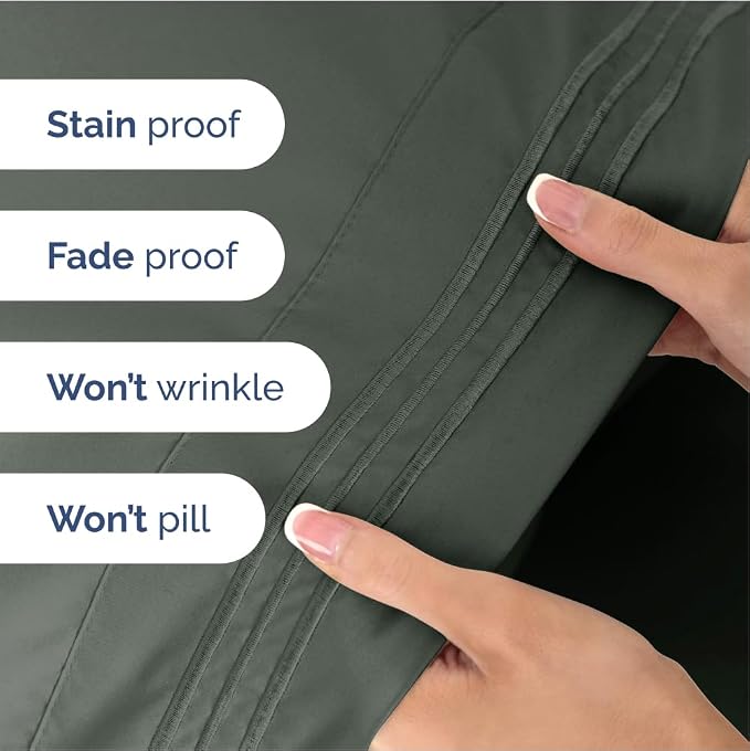 King Size 4 Piece Sheet Set - Ultra Soft & Cooling Sheets - Gunmetal Grey | Fits 8 Inch to 16 inch Mattress, Wrinkle Free & Fade Resistant with Deep Pockets, Breathable, Comfy Hotel Luxury Bedding