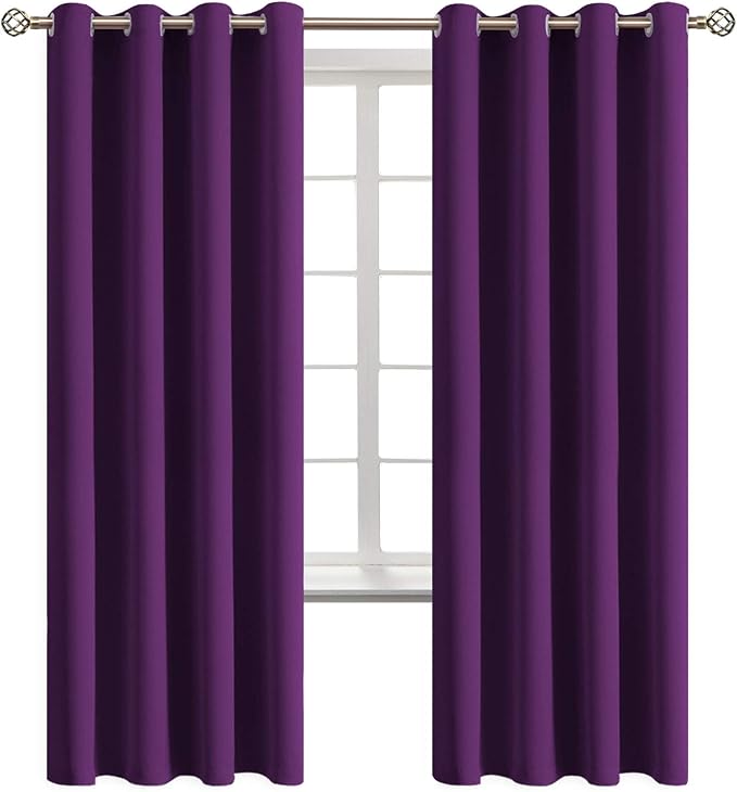 BGment Purple Blackout Curtains for Bedroom 72 Inch Long - 2 Panels | Grommet Top, Black Out, Room Darkening, Sunblock, Thermal Insulated, Window Drapes for Kids Boys Room, 52x72 Inch