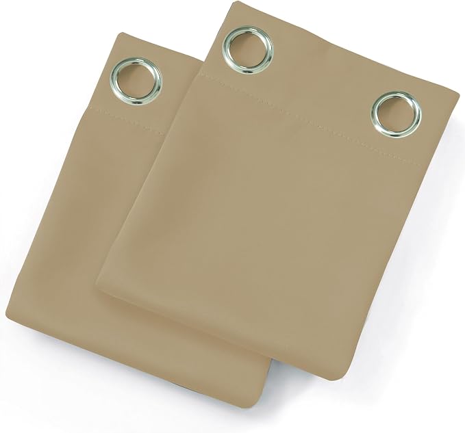 Blackout Curtains 40 x 63 inch/Beige Curtains Set of 2 Panels/Thermal Insulated Room Darkening Bedroom Curtains