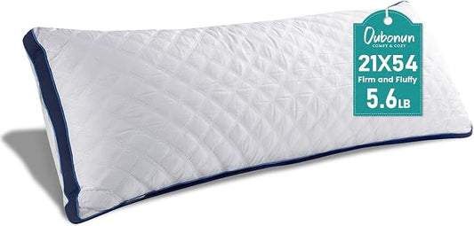 Oubonun Full Body Pillow for Side Sleeper, Adjustable Firm Long Bed Pillow | Extra Fill Plush Support - Large Quilted Loft Insert for Pregnancy Contour, Breathable Sweat-Absorbing Skin-Friendly Cushion