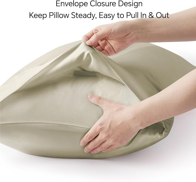 BEDELITE Cooling Pillow Cases Queen 2Pcs, Rayon Made from Bamboo, Linen | Cooling and Breathable Pillow Cover for Hot Sleepers & Night Sweats, Silky Soft Cozy, Envelope Closure, 20"x30"