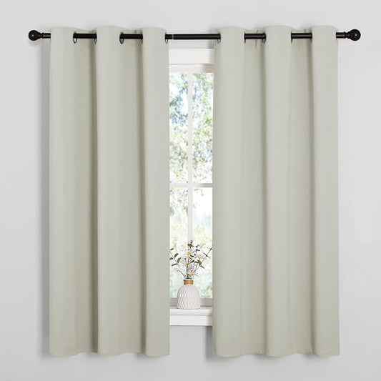NICETOWN Bone White Room Darkening Curtains for Bedroom 42" x 63" 2 Panels | Blackout Thermal Insulated Grommet Room Darkening Curtains Draperies Panels for Window, Noise Reducing Home Decor