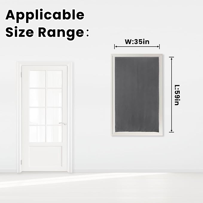 Magic Tape Stick On Curtains Window Shades Pull Down Blackout Window Cover Blackout Curtains for Bedroom No Drillng Self Adhesive Curtains No Rod, 35" W X 59" L, Grey, 1 Panel