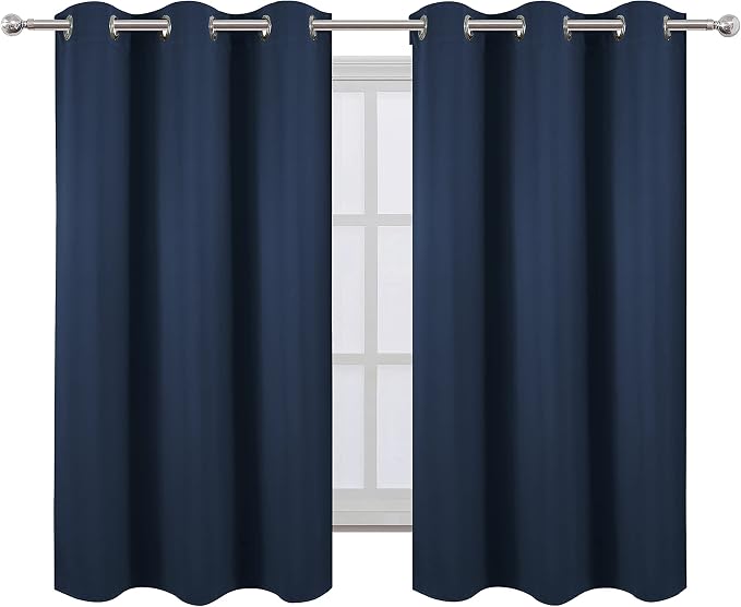 Navy Blue Blackout Curtains 34 x 54 Inch Length/Set of 2 Curtain Panels/Thermal Insulated Room Darkening Blackout Curtains for Bedroom